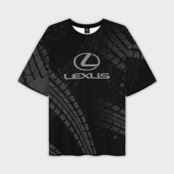 Мужская футболка оверсайз Lexus следы шин