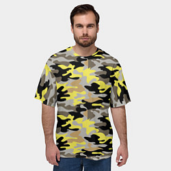 Футболка оверсайз мужская Желтый, Черный, Серый, Модный камуфляж, цвет: 3D-принт — фото 2