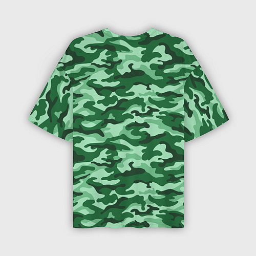 Мужская футболка оверсайз Зеленый монохромный камуфляж / 3D-принт – фото 2