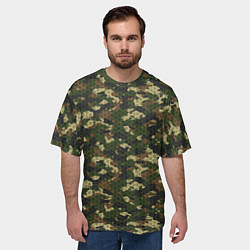 Футболка оверсайз мужская Камуфляж лесной с высокотехнологичной гексагональн, цвет: 3D-принт — фото 2