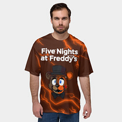 Футболка оверсайз мужская FNAF - ФРЕДДИ - Молнии, цвет: 3D-принт — фото 2