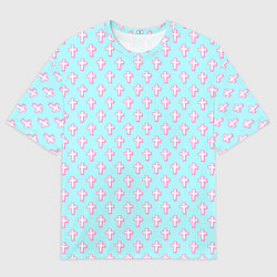 Мужская футболка оверсайз Кресты голубой фон