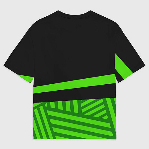 Мужская футболка оверсайз Зеленый полосатый кот / 3D-принт – фото 2