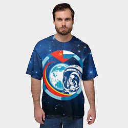 Футболка оверсайз мужская Первый Космонавт Юрий Гагарин 3D 3, цвет: 3D-принт — фото 2