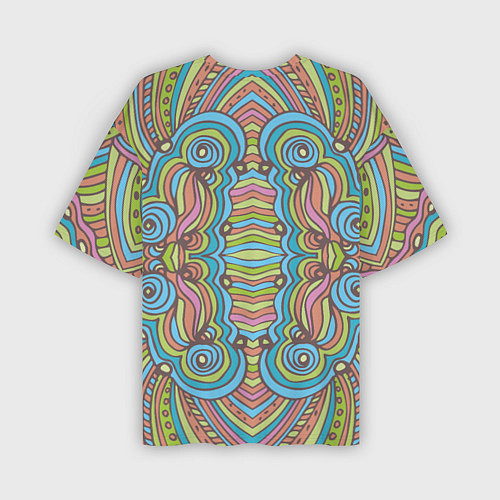 Мужская футболка оверсайз Абстрактный разноцветный узор Линии, волны, полосы / 3D-принт – фото 2