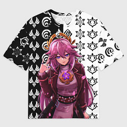 Мужская футболка оверсайз Яэ Мико прекрасная Геншин Импакт