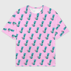 Футболка оверсайз мужская Ананасовый неон, цвет: 3D-принт