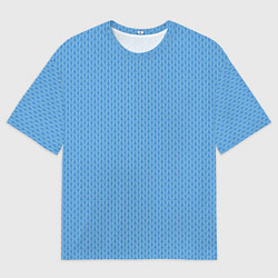 Футболка оверсайз мужская Вязаный узор голубого цвета, цвет: 3D-принт