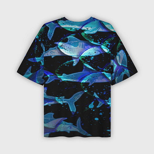 Мужская футболка оверсайз На дне морском Акулы / 3D-принт – фото 2