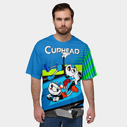 Футболка оверсайз мужская 2 чашечки cuphead, цвет: 3D-принт — фото 2