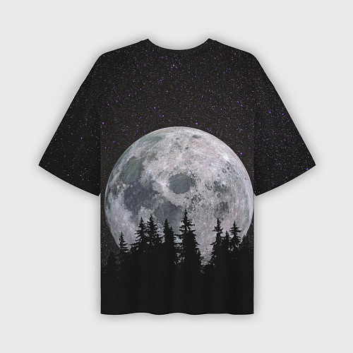 Мужская футболка оверсайз Лес на фоне бескрайнего космоса / 3D-принт – фото 2
