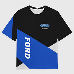 Мужская футболка оверсайз FORD ФОРД ЧЕРНЫЙ СИНИЙ БЕЛЫЙ