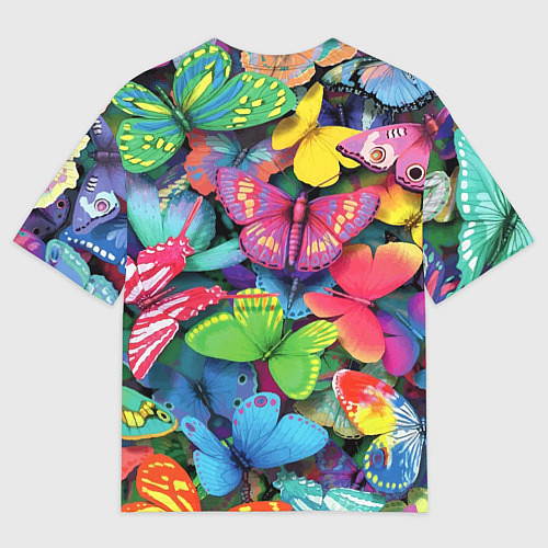 Мужская футболка оверсайз Стая бабочек Pattern / 3D-принт – фото 2