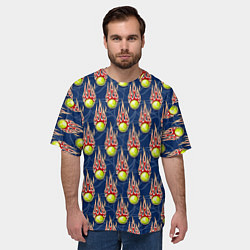 Футболка оверсайз мужская Теннисные мячики в огне, цвет: 3D-принт — фото 2