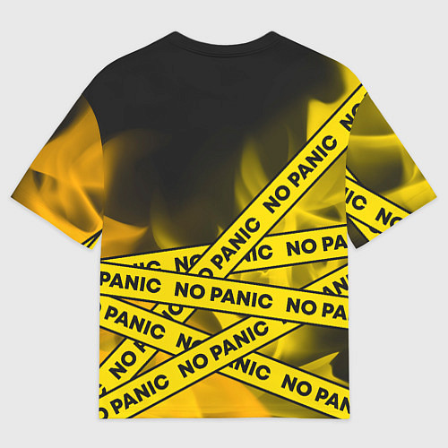 Мужская футболка оверсайз БЕЗ ПАНИКИ - БИТКОЙН Огонь Ленты / 3D-принт – фото 2