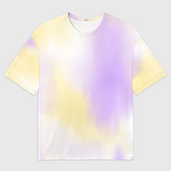 Мужская футболка оверсайз Акварельный принт с желтым и фиолетовым цветами