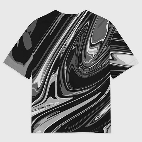Мужская футболка оверсайз Черно-белый мрамор / 3D-принт – фото 2