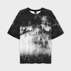 Мужская футболка оверсайз Мрачный лес - туман