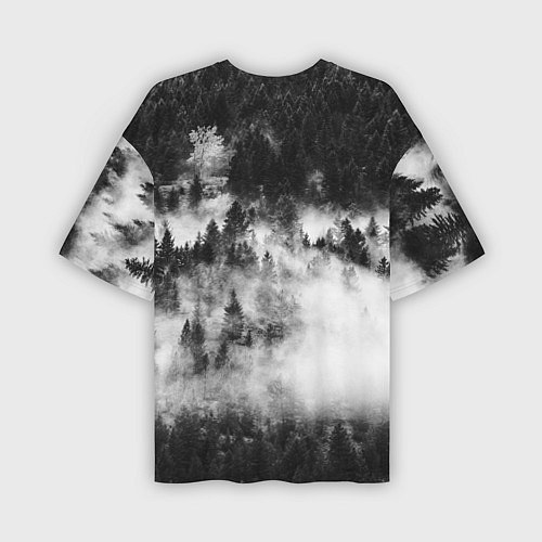 Мужская футболка оверсайз Мрачный лес - туман / 3D-принт – фото 2