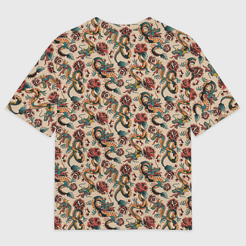 Мужская футболка оверсайз ДРАКОН И РОЗА / 3D-принт – фото 2