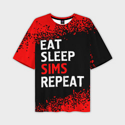 Мужская футболка оверсайз Eat Sleep Sims Repeat Краска