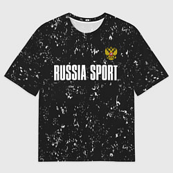 Футболка оверсайз мужская РОССИЯ - ГЕРБ Russia Sport, цвет: 3D-принт