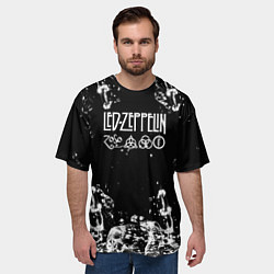 Футболка оверсайз мужская LED ZEPPELIN texture вода, цвет: 3D-принт — фото 2