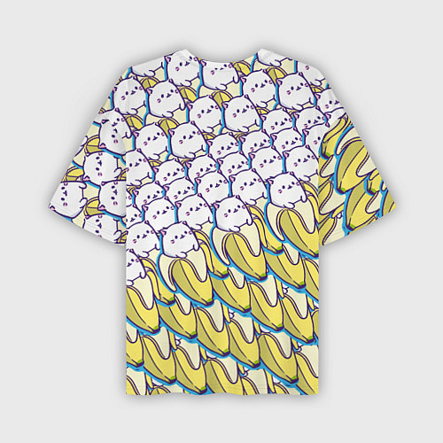 Мужская футболка оверсайз Котики и бананы Паттерн Лето / 3D-принт – фото 2