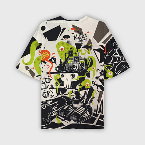 Мужская футболка оверсайз Cyber pattern Skull Vanguard Fashion / 3D-принт – фото 2