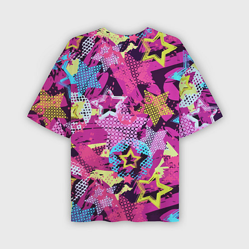 Мужская футболка оверсайз Star Colorful Pattern Fashion Neon / 3D-принт – фото 2
