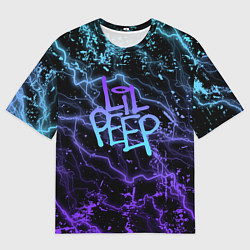 Футболка оверсайз мужская Lil peep neon молнии, цвет: 3D-принт
