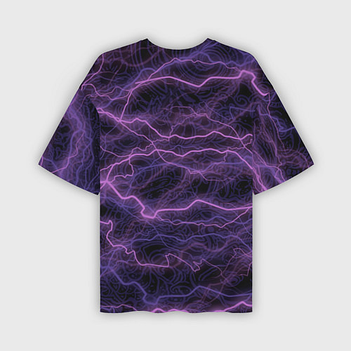 Мужская футболка оверсайз Genshin Impact молнии neon / 3D-принт – фото 2