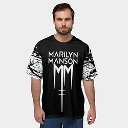 Футболка оверсайз мужская Marilyn manson rock n roll, цвет: 3D-принт — фото 2