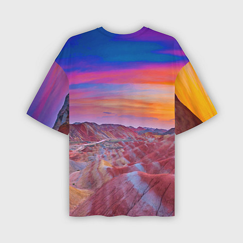 Мужская футболка оверсайз Краски природы Горы Neon Китай / 3D-принт – фото 2
