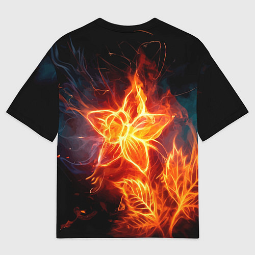 Мужская футболка оверсайз Flower Neon Fashion 2035 Flame / 3D-принт – фото 2