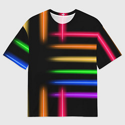 Футболка оверсайз мужская Неоновое свечение Minimalism Neon, цвет: 3D-принт