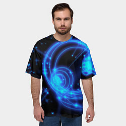 Футболка оверсайз мужская Неоновый космос Neon space, цвет: 3D-принт — фото 2