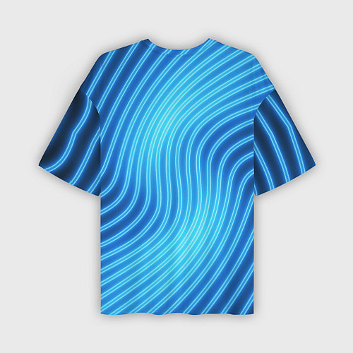 Мужская футболка оверсайз Abstraction neon lines / 3D-принт – фото 2