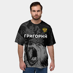 Футболка оверсайз мужская Григорий Россия Медведь, цвет: 3D-принт — фото 2