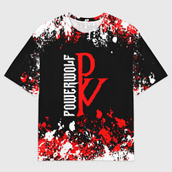 Мужская футболка оверсайз Powerwolf брызги красок