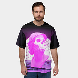 Футболка оверсайз мужская Vaporwave Skull Психоделика, цвет: 3D-принт — фото 2