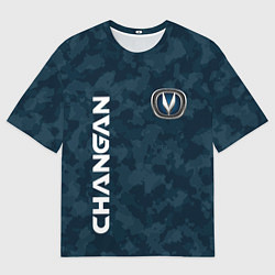 Мужская футболка оверсайз CHANGAN - КАМУФЛЯЖ СИНИЙ