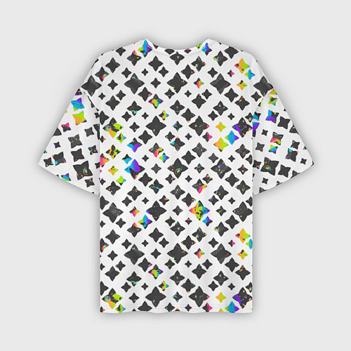 Мужская футболка оверсайз Разноцветный котик / 3D-принт – фото 2