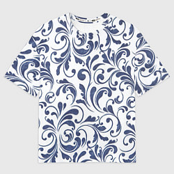 Футболка оверсайз мужская Гжелевый рисунок, цвет: 3D-принт