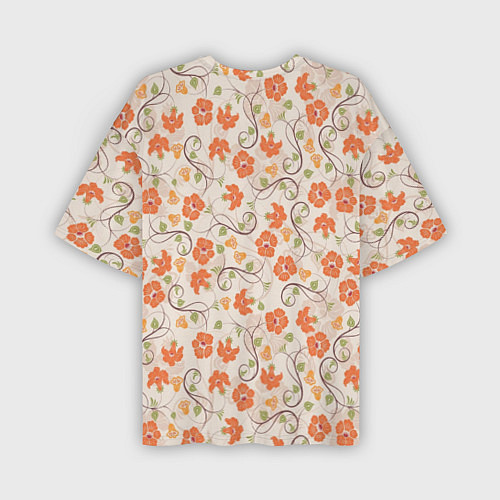 Мужская футболка оверсайз Оранжевый вьюнок / 3D-принт – фото 2