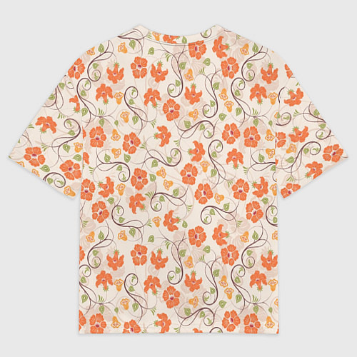 Мужская футболка оверсайз Оранжевый вьюнок / 3D-принт – фото 2