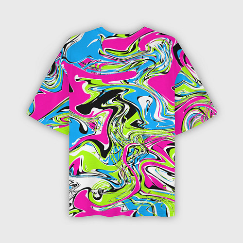 Мужская футболка оверсайз Абстрактные мраморные разводы в ярких цветах Поп а / 3D-принт – фото 2
