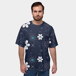 Футболка оверсайз мужская Ночные цветы на ночной поляне, цвет: 3D-принт — фото 2