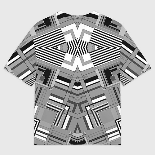 Мужская футболка оверсайз Черно белый современный геометрический узор Симмет / 3D-принт – фото 2