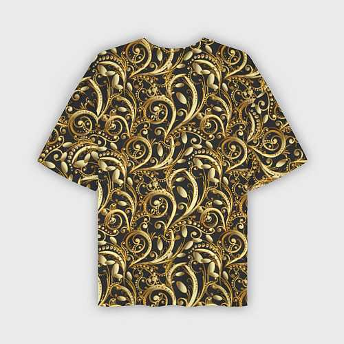 Мужская футболка оверсайз Золотистые узоры / 3D-принт – фото 2